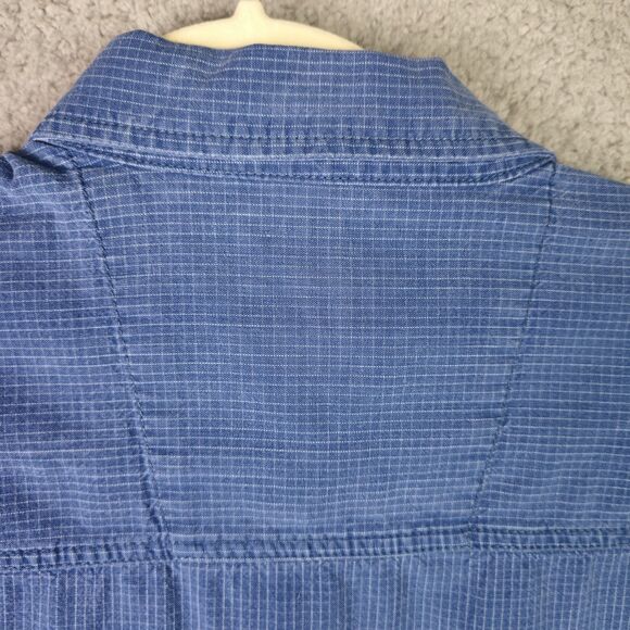 Wrangler Hero Blue Windowpane Short Sleeve Button Down Shirt Men’s Medium - Picture 5 of 8
